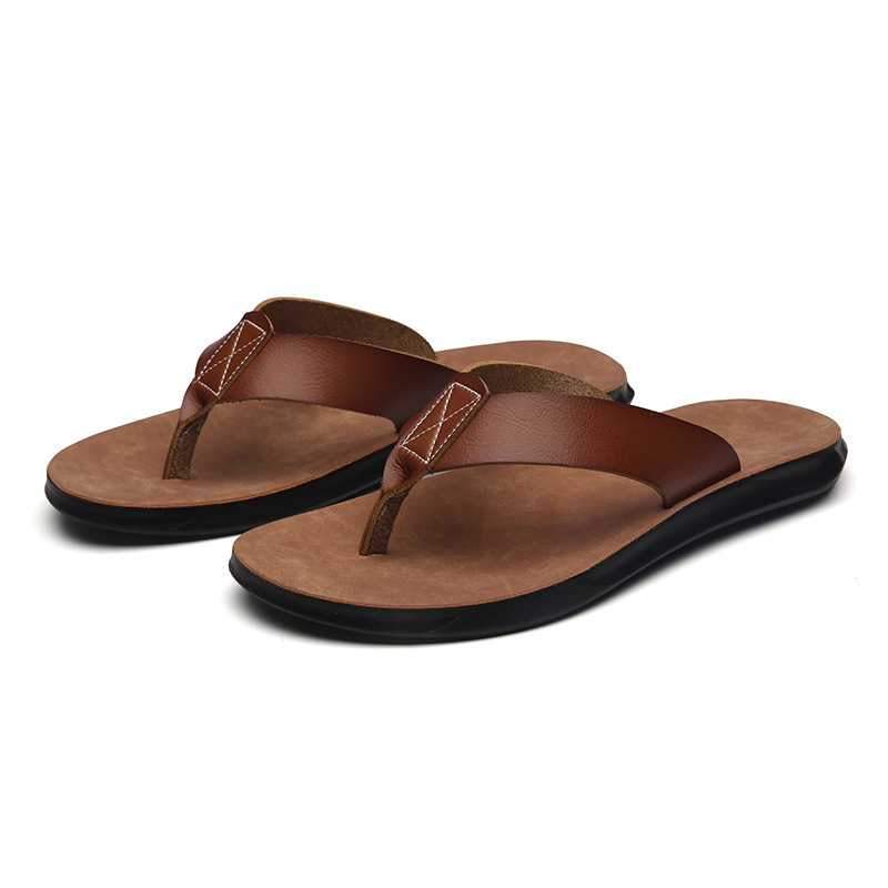 Men'S Shoes Temu - 38-47 New Italian Leather Flip-flops for