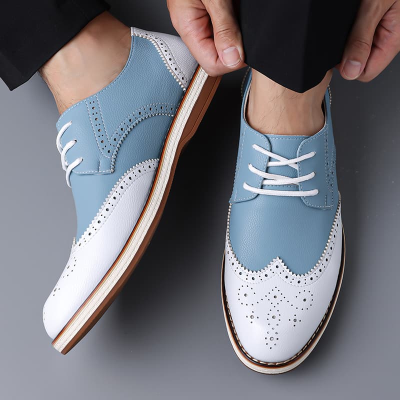 Mens White Blue Two Tone Brogu - огляд і ціна Men'S Shoes Temu