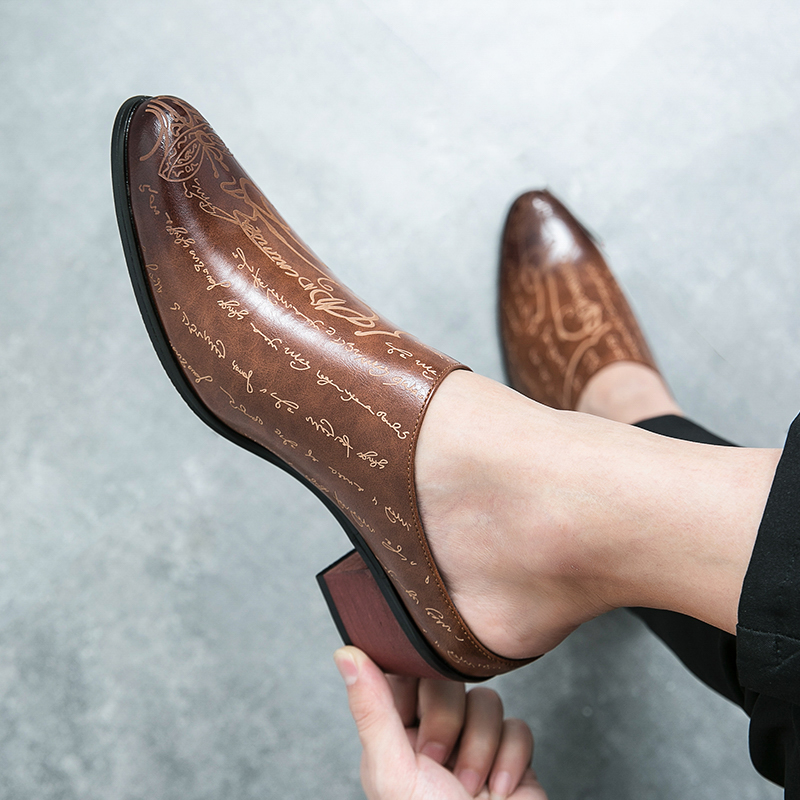 Men Brown Leather Mules Slippe - огляд і ціна Shoes Heels Men