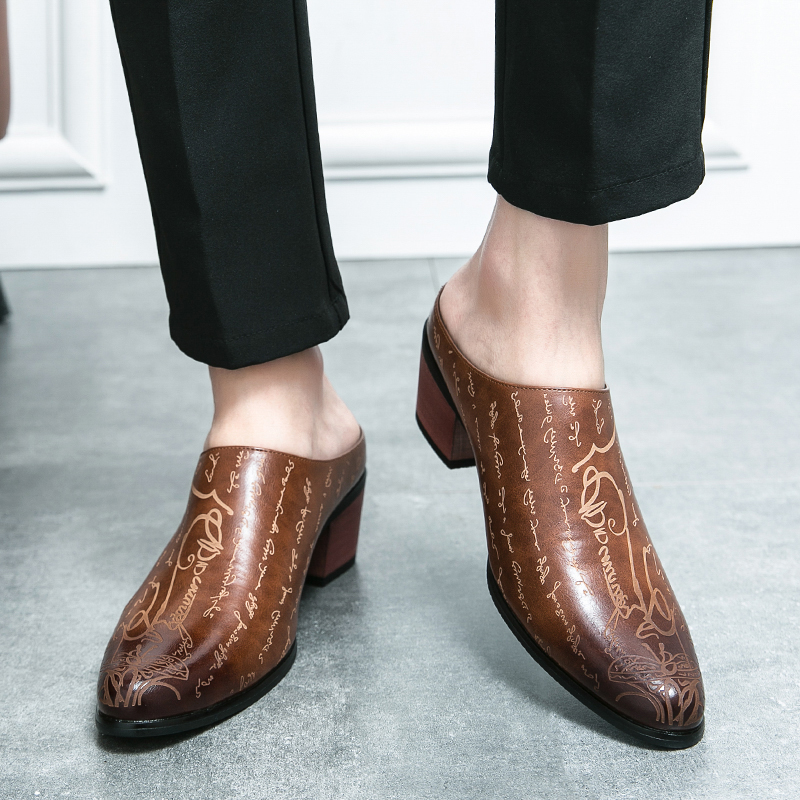Men Brown Leather Mules Slippe - огляд і ціна Shoes Heels Men